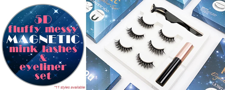 Magnetic False Fluffy Eyelashes & Eyeliner